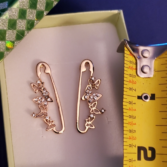 Butterfly Safety Pin Earrings - Picture 3 of 3
